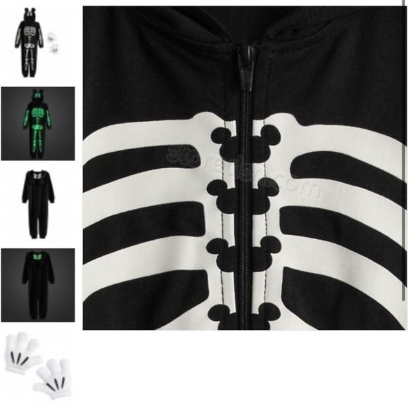 Disney Store Mickey Mouse skeleton costume NWT Size 9/10 - Picture 3 of 6